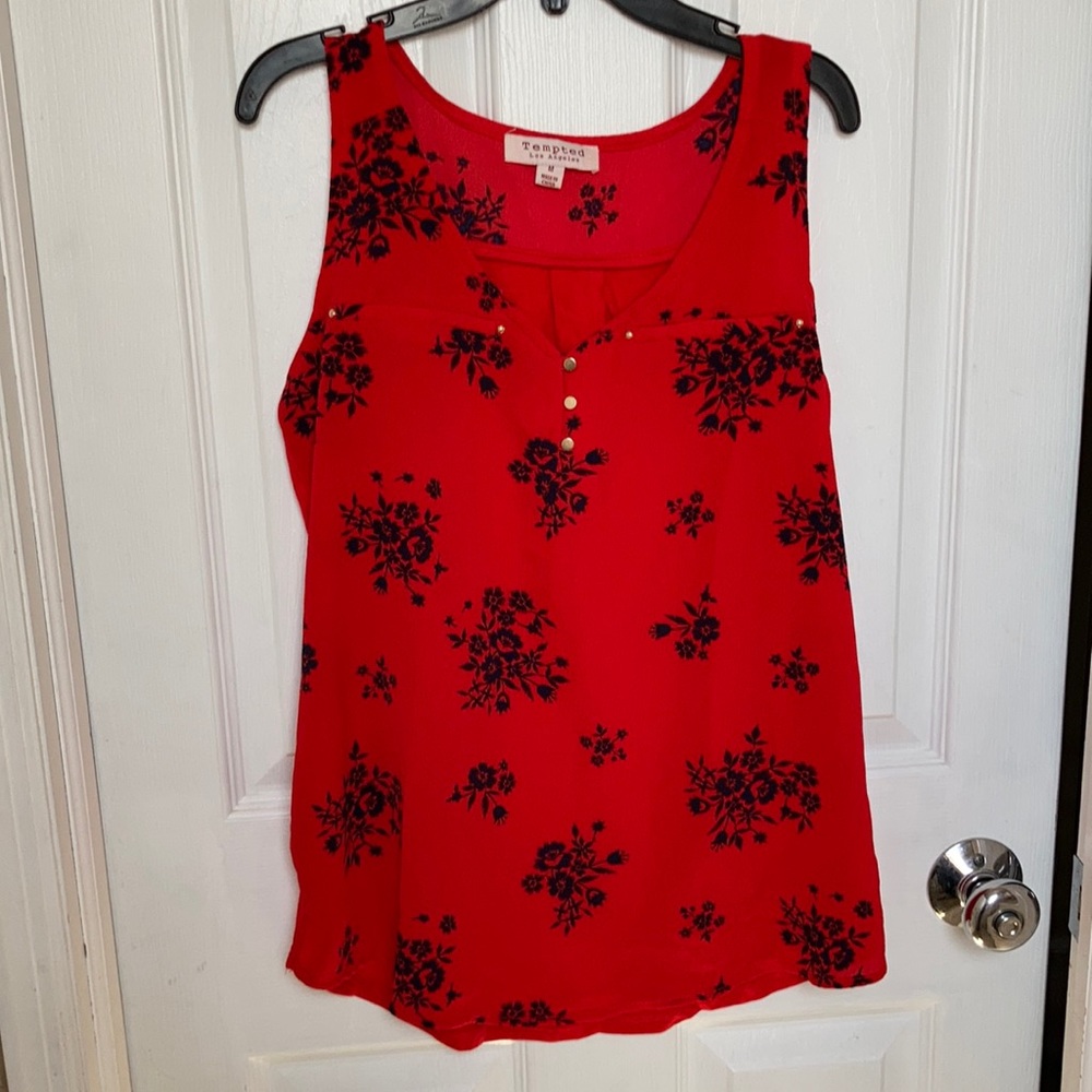 Tempted Red/Blue Floral Tank Top NWT
